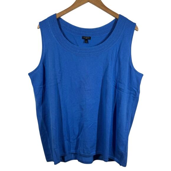 Talbots Top Women 3X Blue Plus Size Sweater Vest Spring Knit Preppy Minimal - Picture 1 of 8